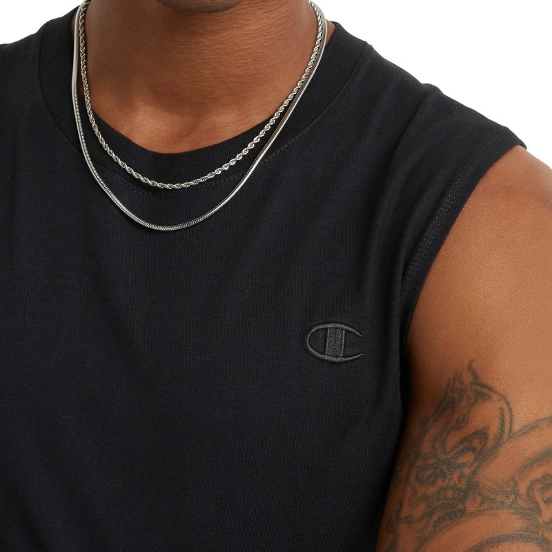 Champion mens Classic Jersey Muscle Tee Shirt, Black, Small US - Image 4