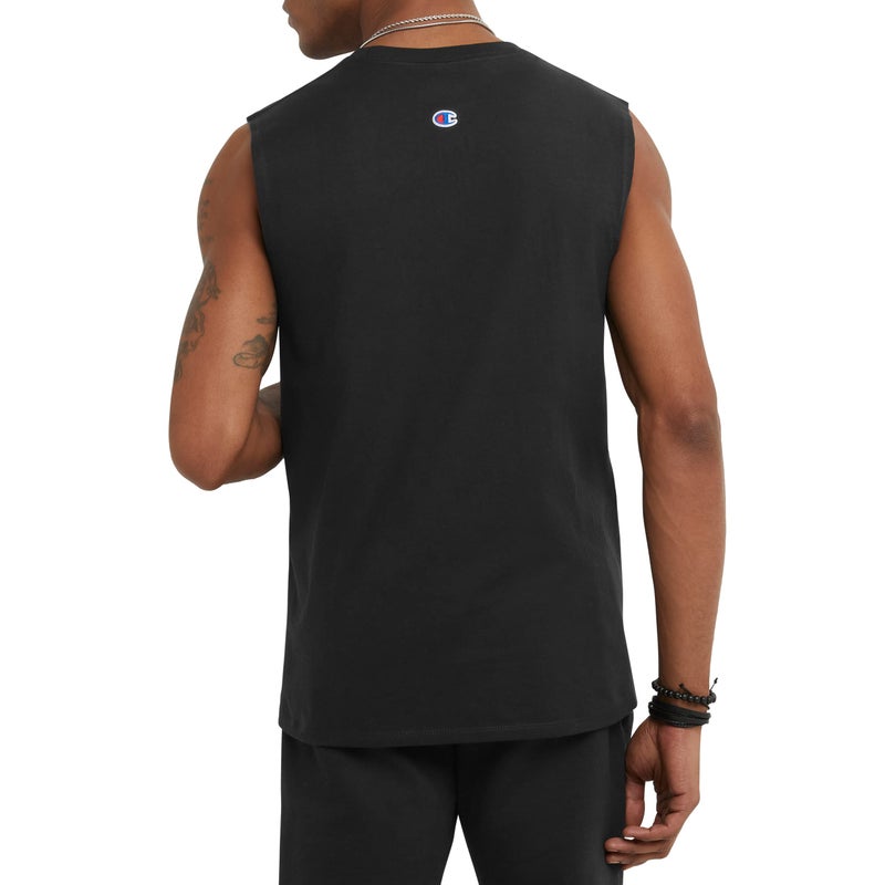 Champion mens Classic Jersey Muscle Tee Shirt, Black, Small US - Image 2