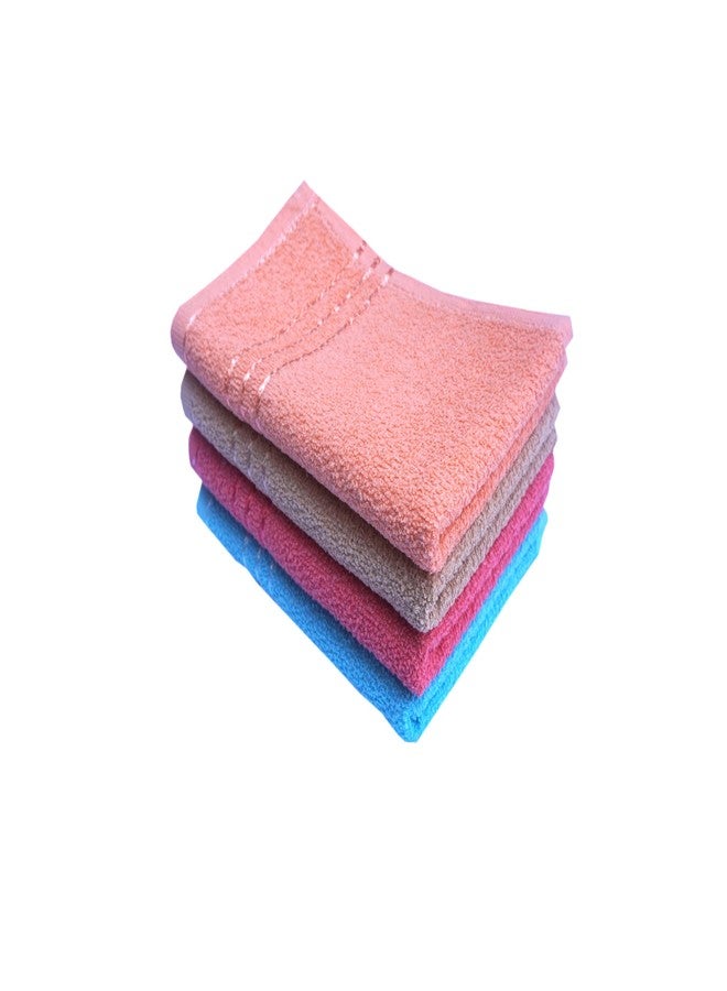 Space Fly 500 GSM Cotton Hand Towels 11x17 Inches - Soft & Absorbent Multi-Purpose Towels for Bathroom, Kitchen, Wash Basin, Gym, Yoga Sweat, Surface Cleaning - Light Multicolor - Pack of 4 (Multi 1) - Image 1