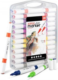 Hobi Market Art Hobby Market Art Acrylic Duo Marker Double Tip Water Based Acrylic Painting Marker Set 24 Colors  - Image 1