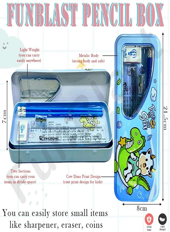 FunBlast Metal Pencil Box Case with Pencil, Eraser, Sharpener Stationery Set – Double Layer Pencil Case Stationary Organizer for Kids – Birthday Return Gift for Kids - Image 2