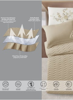 Donetella Quilt Set 6-Pcs King Size Bed Fits(200 X 200 Cm) Soft Luxurious Digital Printed Compressed Comforter With Fitted Sheet Pillow Sham And Pillowcases Beige  - Image 5