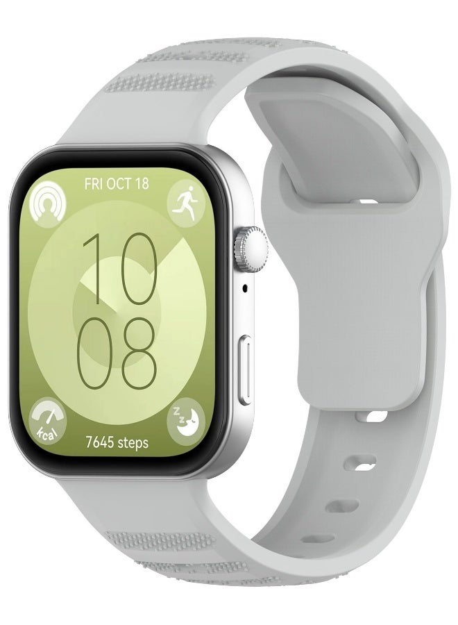 NIBEMINENT Strap for Huawei Watch Fit 3, Silicone Watchband Replacement Bracelet Gray  - Image 1