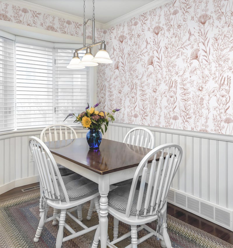 CiCiwind Pink Peel and Stick Wallpaper Floral Wall Paper Modern Boho Contact Paper for Bedroom Removable Self Adhesive Wallpaper for Bathroom Living Room Papel Tapiz para Pared 17.3"Ã—78.7â€ - Image 5