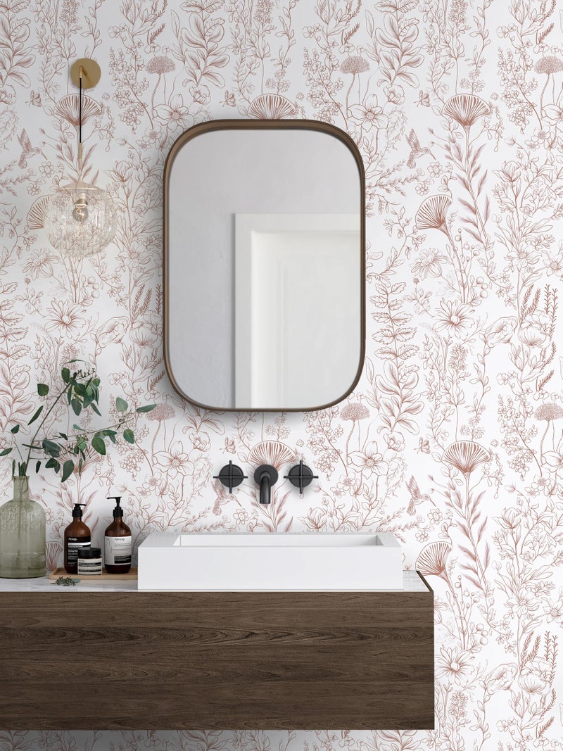 CiCiwind Pink Peel and Stick Wallpaper Floral Wall Paper Modern Boho Contact Paper for Bedroom Removable Self Adhesive Wallpaper for Bathroom Living Room Papel Tapiz para Pared 17.3"Ã—78.7â€ - Image 4