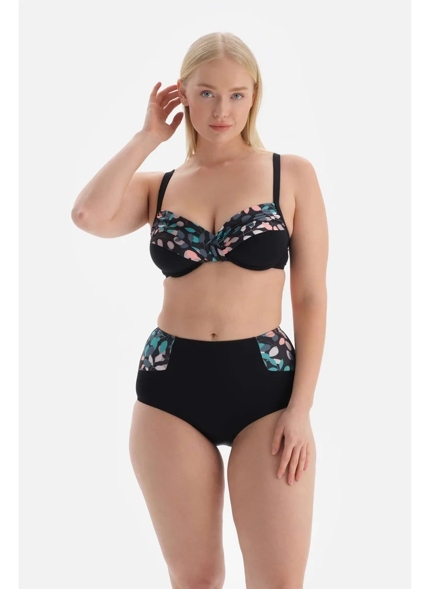dagi Black - Green Corseted Bikini Top