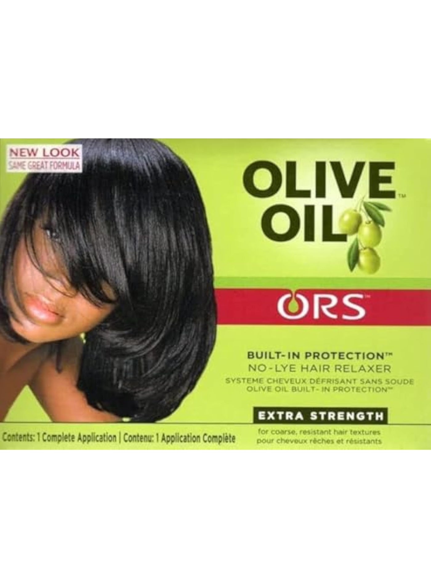 ORS Olive Oil No-Lye Hair Relaxer Kit: Extra Strength | Built in Protection for Coarse, Resistent Hair Textures | Get Smoother, Silky & Softer Hair