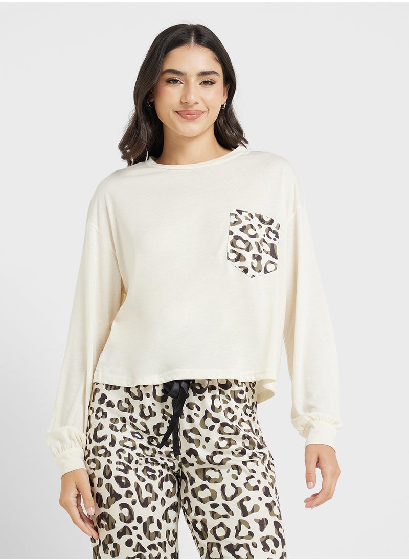 Ginger Long Sleeves T-Shirt & Leopard Pyjama Pj Set  - Image 3