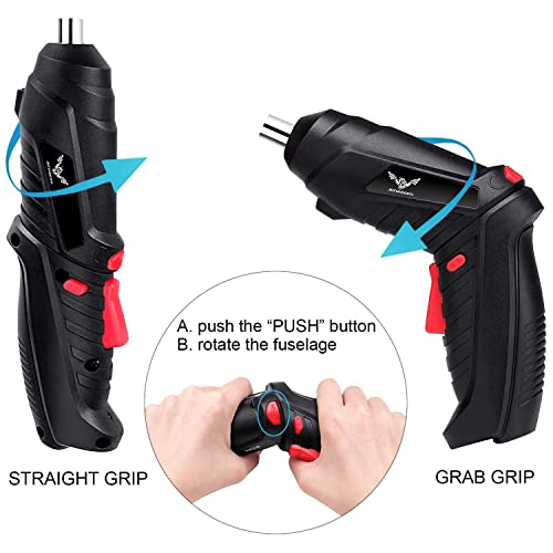 JENABOM Electric Screwdriver, 3.6V Cordless, 44pcs Screwdriver Bit Set, Front LED Light, Flexible Shaft, Micro USB, Carrying Case, Ideal for Home Improvement & Furniture Assembly - Image 3