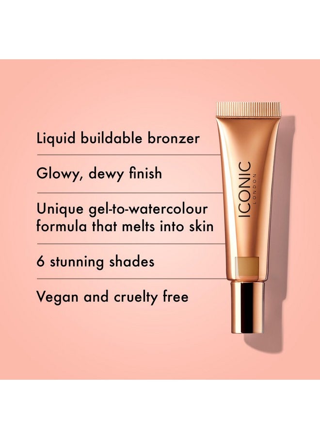 ICONIC LONDON Sheer Bronze | Lightweight Liquid Buildable Bronzer, Cruelty Free, Vegan Makeup, (Golden Hour) 0.42 Fl Oz  - Image 2