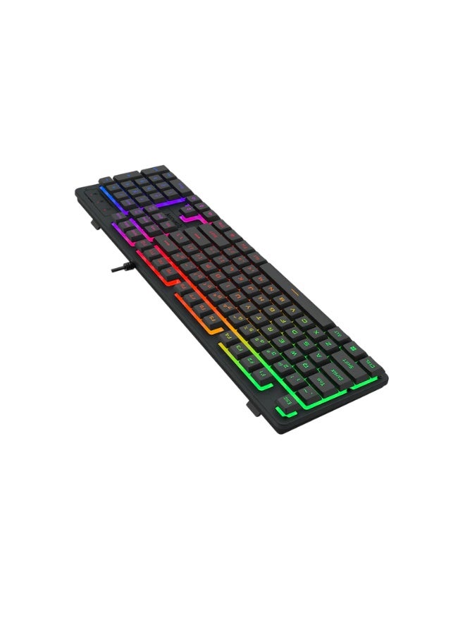 REDRAGON K521-R 104-Key Wired Membrane Gaming Keyboard – Mechanical Feeling, RGB Backlit, Spill-Resistant, Anti-Ghosting, Multimedia Keys, Ergonomic Tilt, Double-Shot Keycaps, Compatible with PC, Mac, PS4/PS5, Xbox, Black | K521-RGB - Image 2