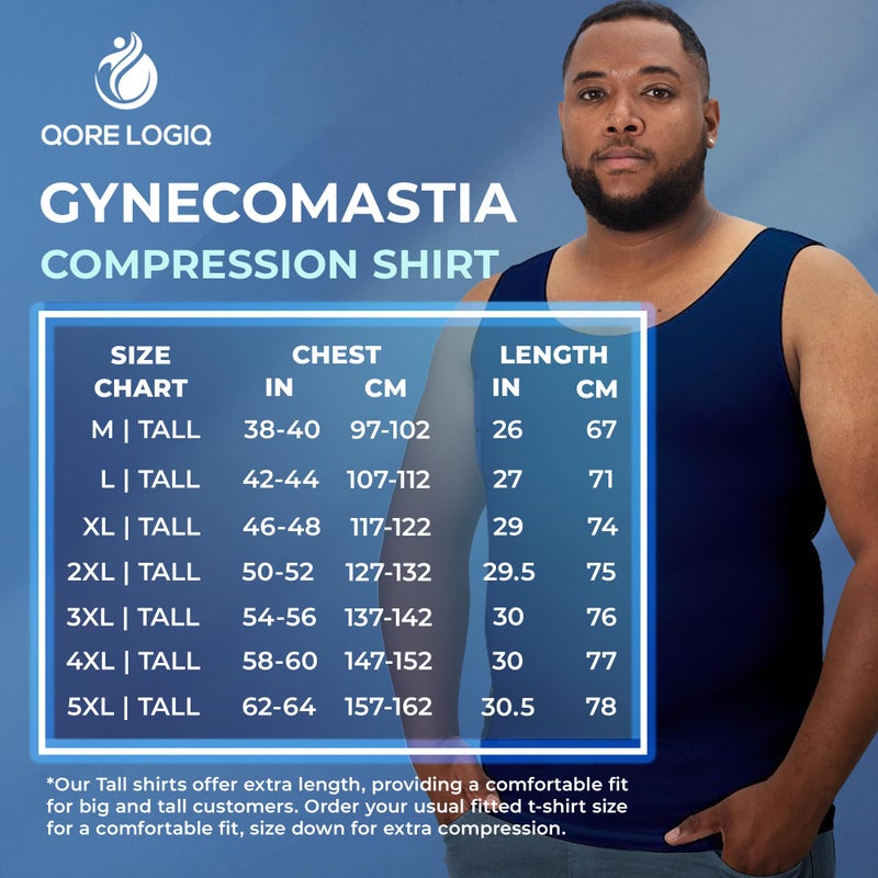 QORE LOGIQ Gynecomastia Compression Shirts for Men - Sleeveless Slimming Undershirts Tummy Control and Body Shaper Tank Top Navy 2XL - Image 5