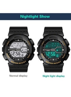 Sharpdo Children's Digital Watch Multifunctional Waterproof Electronic Watch Alarm Chronograph Luminous Sports Black/Blue Watch  - Image 3
