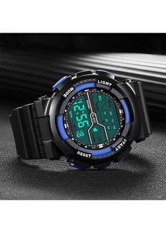 Sharpdo Children's Digital Watch Multifunctional Waterproof Electronic Watch Alarm Chronograph Luminous Sports Black/Blue Watch  - Image 4