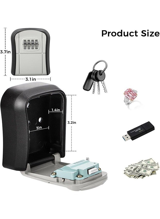 Generic All aluminum alloy Key Safe Box with Shackle, Weatherproof Key Storage Lock Box(BlackSilver)  - Image 2