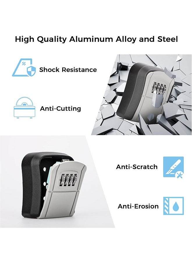 Generic All aluminum alloy Key Safe Box with Shackle, Weatherproof Key Storage Lock Box(BlackSilver)  - Image 3