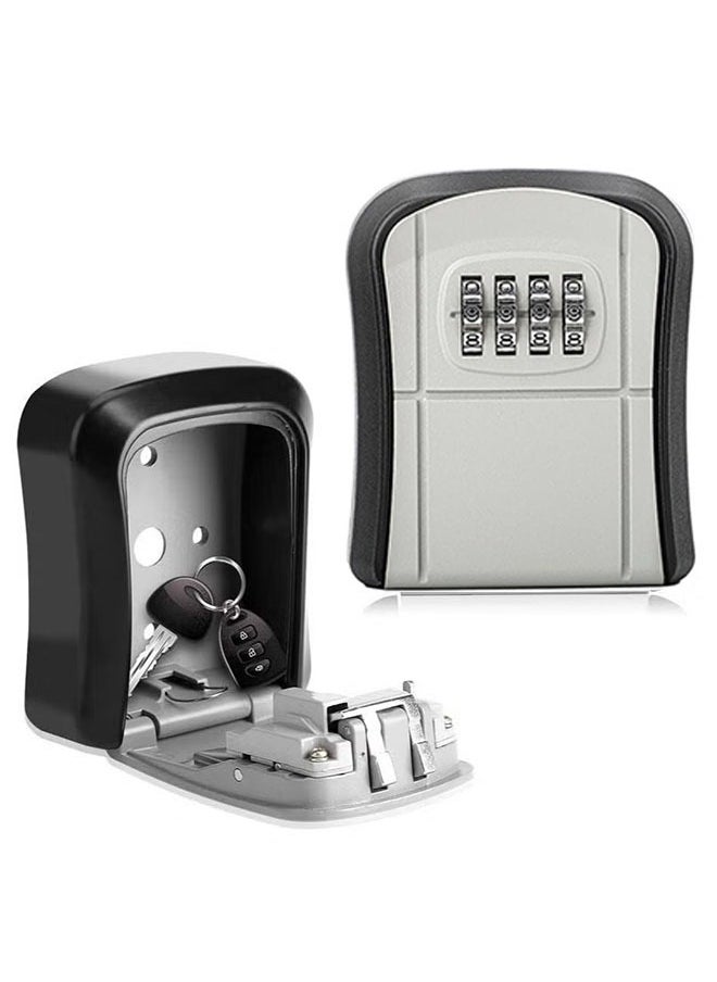 Generic All aluminum alloy Key Safe Box with Shackle, Weatherproof Key Storage Lock Box(BlackSilver)  - Image 1