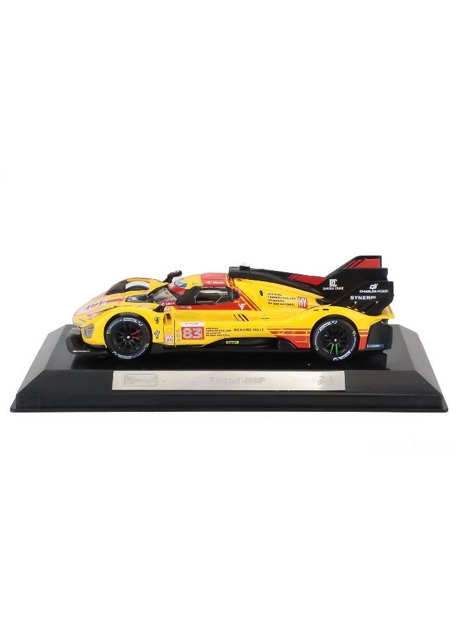 Bburago Racing 24h LeMans Hypercar 2024 Ferrari 499P #83 Robert Kubica Die-cast Car (1:43, Red/Yellow) - Image 2