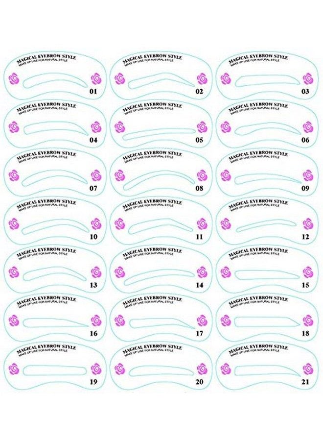 Alexvyan - 21 Different Style Reusable Eyebrow Card Stencil Eye Brow Grooming Shaping Template Make Up Set Of 21 Pieces - Image 1
