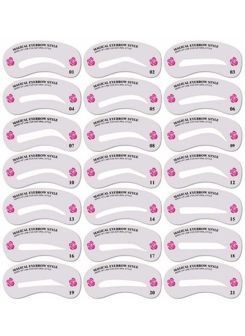 21 Different Style Reusable Eyebrow Card Stencil Eye Brow Grooming Shaping Template Make Up Set Of 21 Pieces