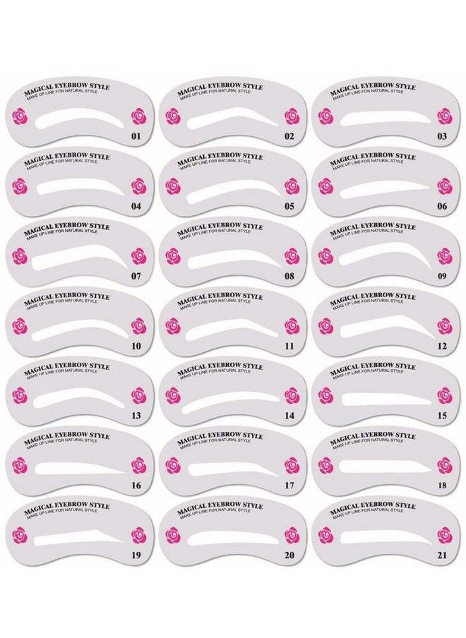 Alexvyan - 21 Different Style Reusable Eyebrow Card Stencil Eye Brow Grooming Shaping Template Make Up Set Of 21 Pieces - Image 1