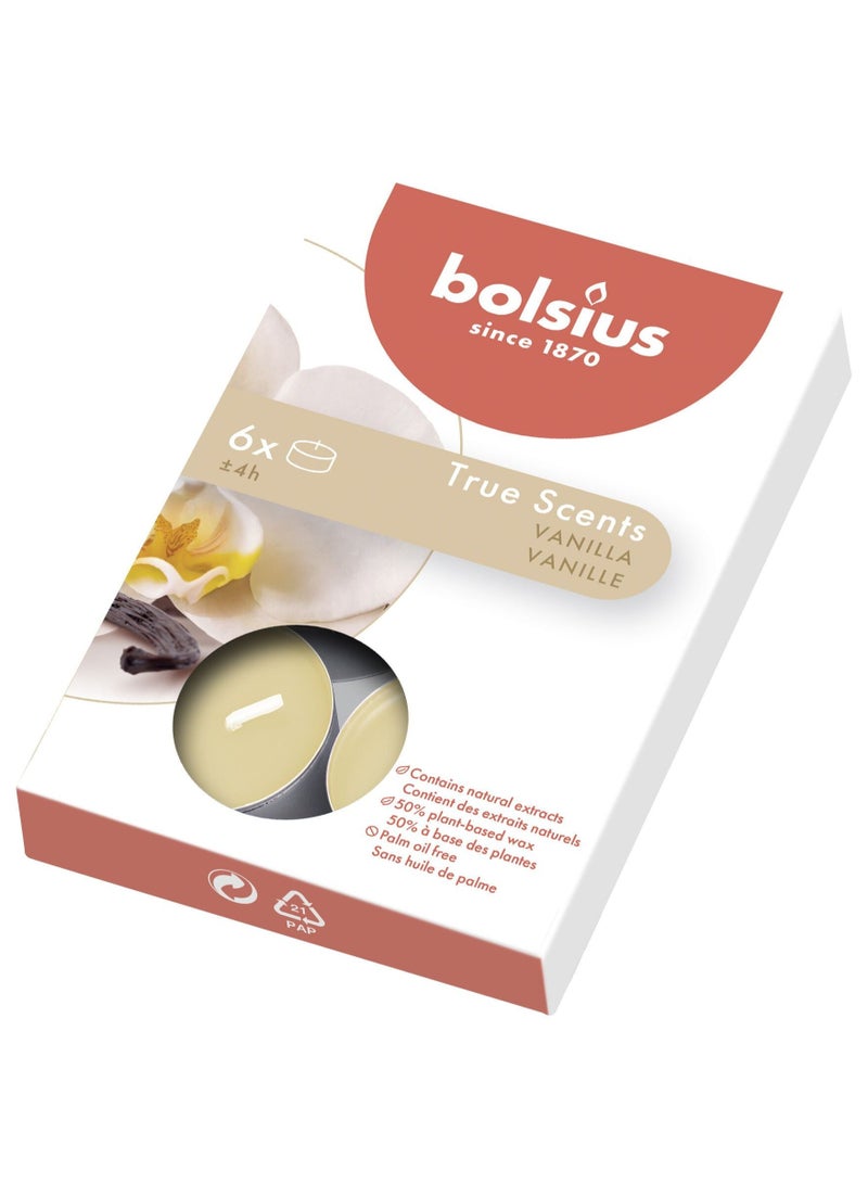 BOLSIUS True Scents Vanilla Tealights Pack Of 6 - Image 1