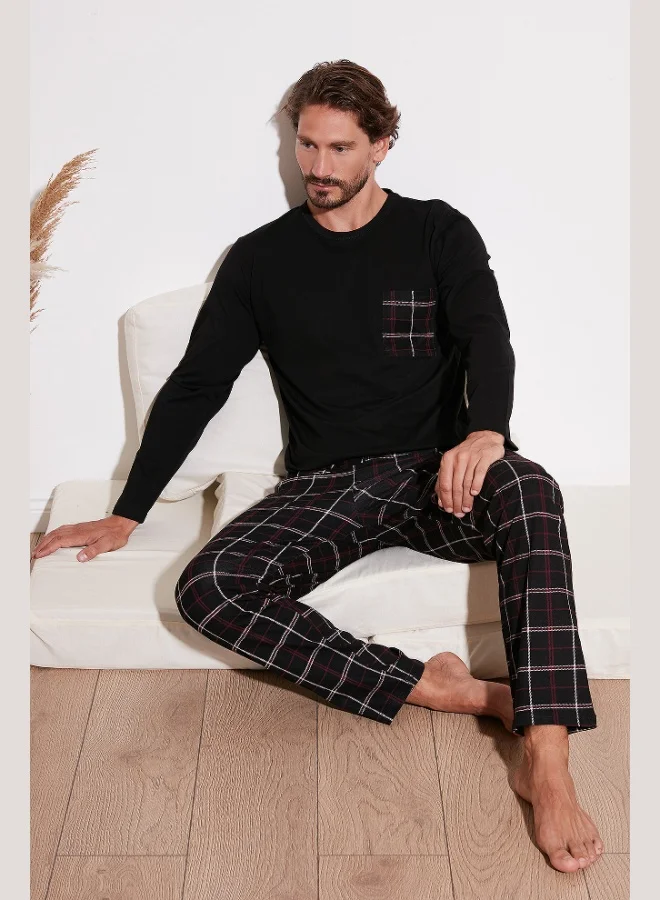 Buratti Buratti Plaid Pocket Elastic Waist 100% Cotton Regular Fit Pajama Set Men's PAJAMAS SET 6572001