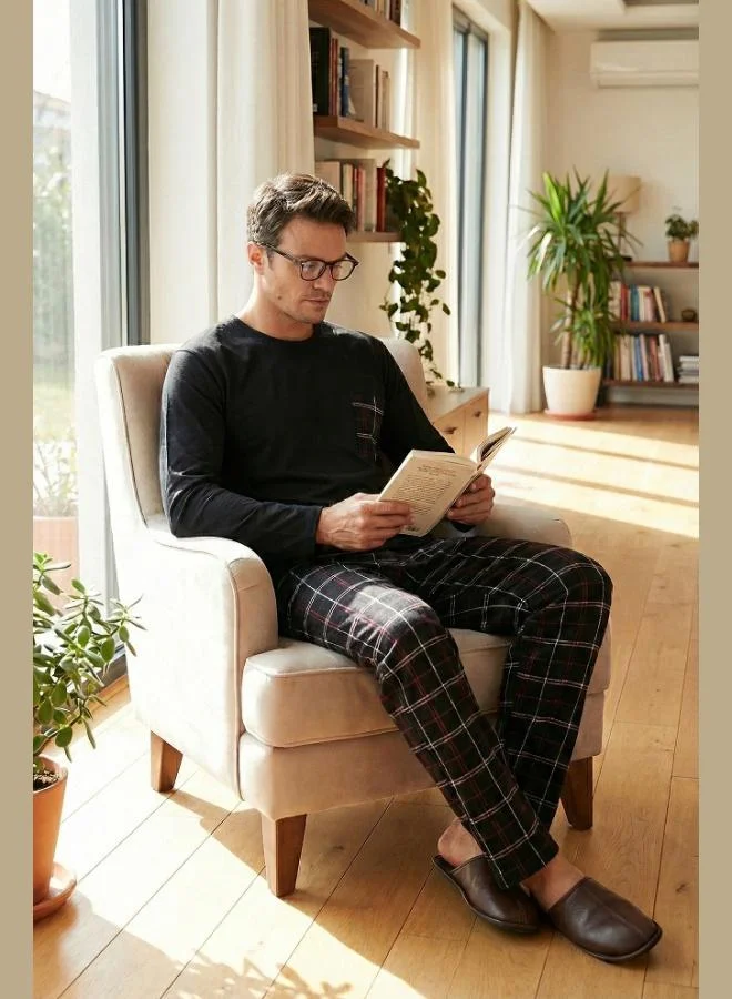 Buratti Buratti Plaid Pocket Elastic Waist 100% Cotton Regular Fit Pajama Set Men's PAJAMAS SET 6572001