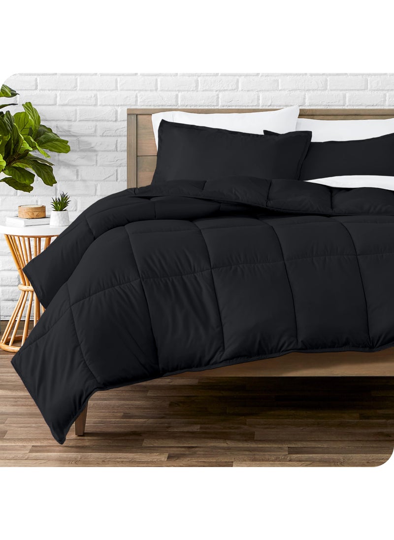 Bare Home Bare Home Comforter Set  Queen Size  UltraSoft  Goose Down Alternative  Premium 1800 Series  All Season Warmth Queen Black 