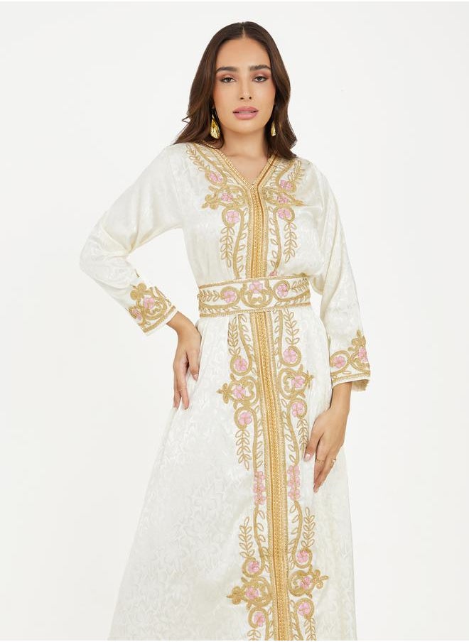 Styli - Jacquard Hand Embroidered Kaftan - Image 1