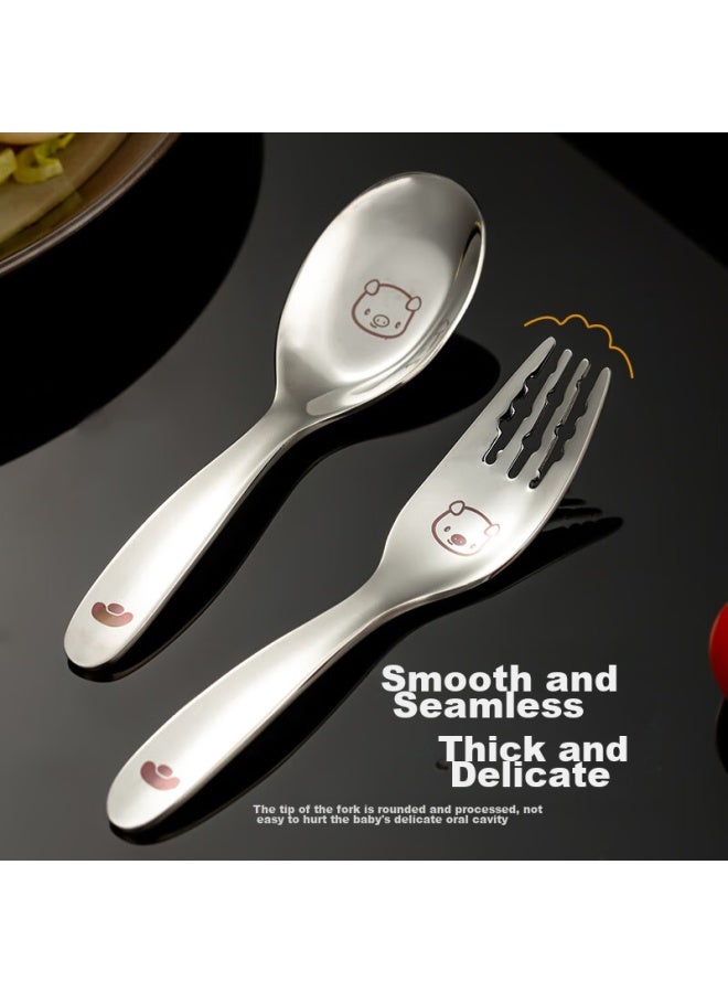 GRASEY Guangyi 316l Stainless Steel Fork And Spoon Set, Cartoon Fork And Spoon Tableware, Children's Cutlery, Home Use 2-piece Set Gy8854 - Image 5