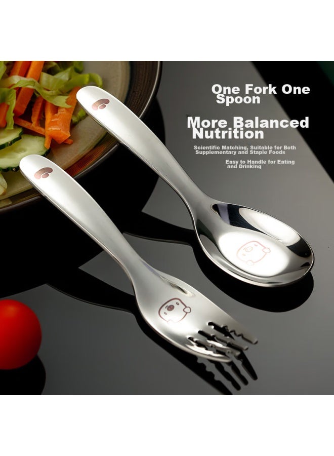 GRASEY Guangyi 316l Stainless Steel Fork And Spoon Set, Cartoon Fork And Spoon Tableware, Children's Cutlery, Home Use 2-piece Set Gy8854 - Image 4