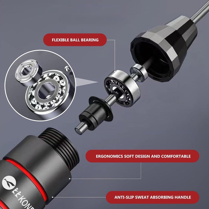 KONEX Adjustable Skipping Rope for Men & Women | Jumping Rope for Fitness, Home & Gym Workouts (Red) - Image 3