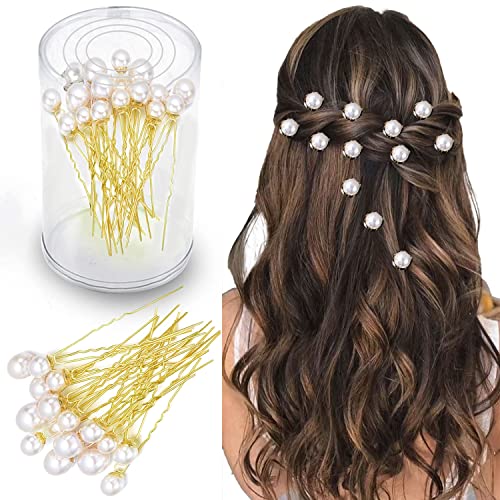 TEMPERIA (12pcs) Pearl Hair Accessories for Women's & Girls - Stylish Decoration Pearls Hair Clip U Pins for Bride Hairstyle - For Wedding/Parties (White) - Image 1