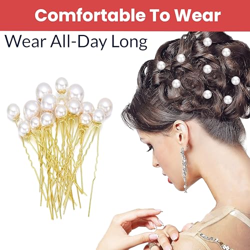 TEMPERIA (12pcs) Pearl Hair Accessories for Women's & Girls - Stylish Decoration Pearls Hair Clip U Pins for Bride Hairstyle - For Wedding/Parties (White) - Image 4