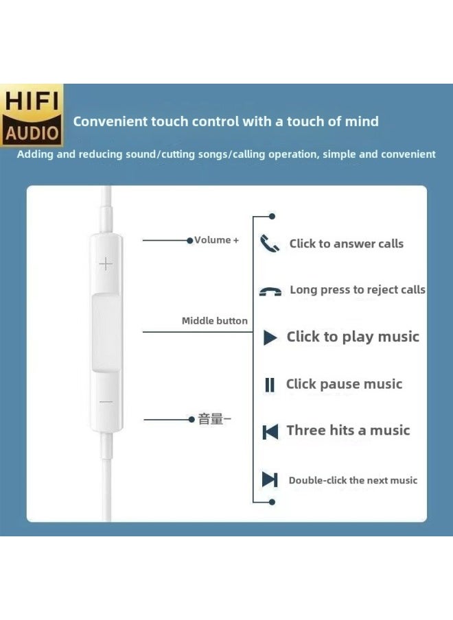 Generic - Wired Headset Semi-in-ear 3.5mm Round Hole Interface Type-c For Huawei Apple Oppovivo With Wheat-Color: Upgraded 9d Quality - Image 1