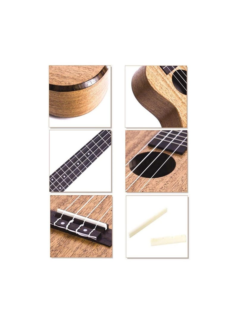 ميغاريا MEGARYA Ukulele Beginner Mahogany Wood 21 Inches Concert Ukulele Hawaii Kids Guitar Uke With Gig Bag For Kids Students Beginners Music Instrument Gifts Without Stand (Color : Wood, Size : 21 inches - Image 4
