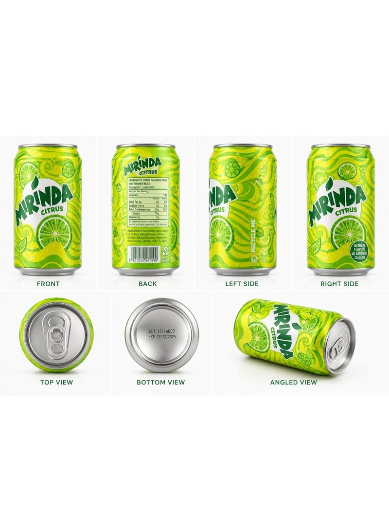 Mirinda Carbonated Soft Drink, Crisp Citrus Flavour, Refreshing Soda, 240ml Can (P - Image 4