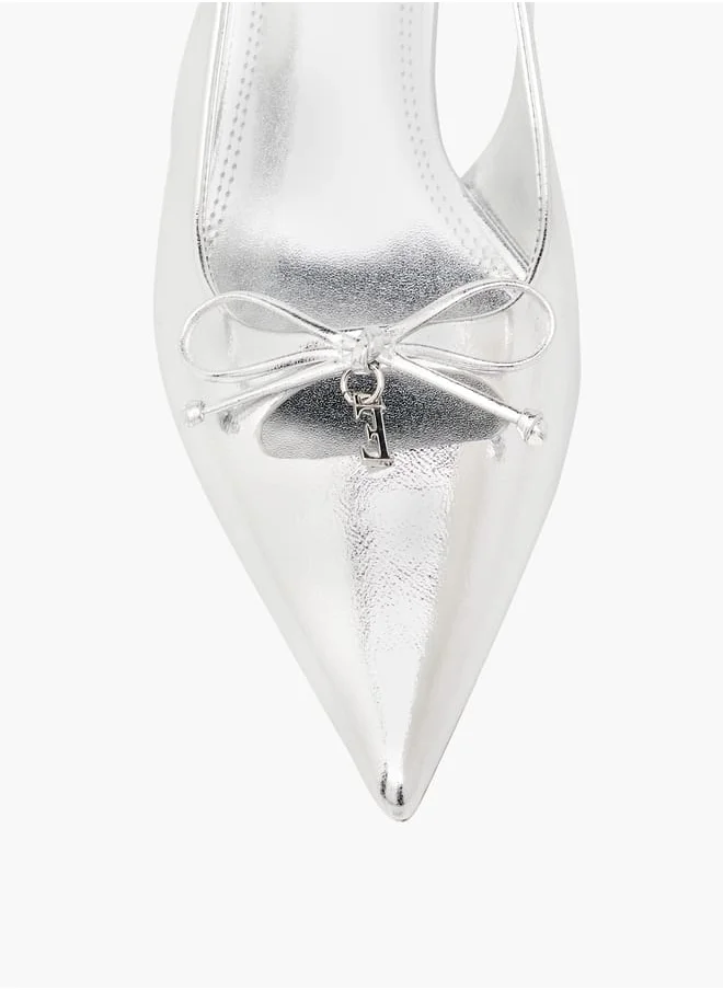 ايل Womens Textured Slingback Shoes With Stiletto Heels