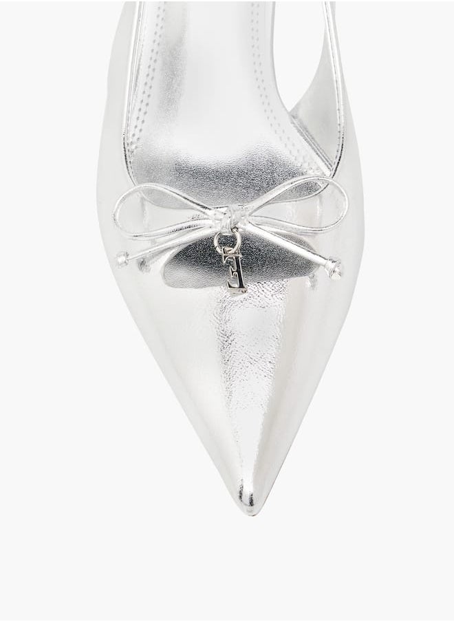 ELLE Womens Textured Slingback Shoes With Stiletto Heels  - Image 4