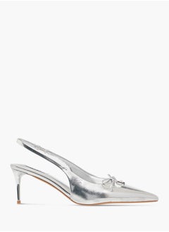 ELLE Womens Textured Slingback Shoes With Stiletto Heels Ramadan Collection  - Image 3