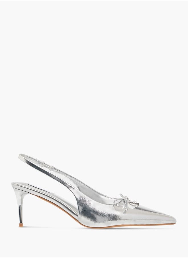 ELLE Womens Textured Slingback Shoes With Stiletto Heels  - Image 3