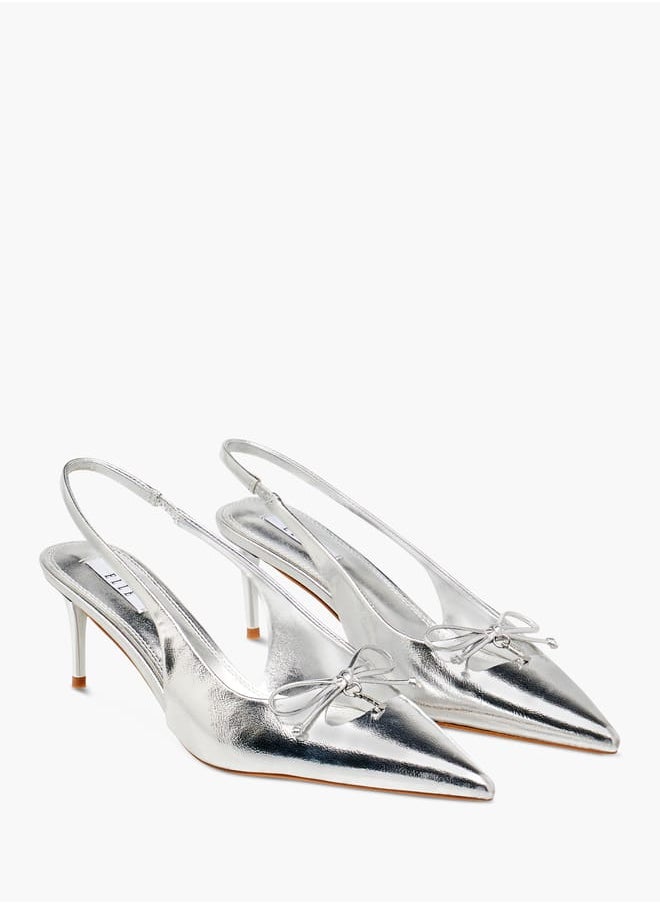 ELLE Womens Textured Slingback Shoes With Stiletto Heels  - Image 2
