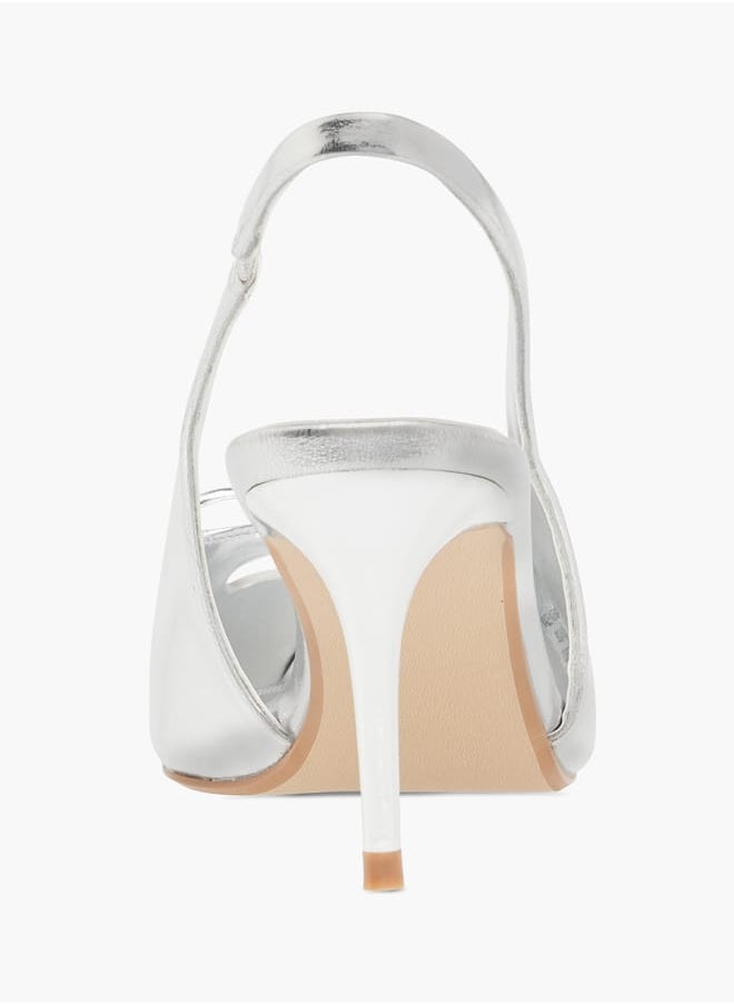 ELLE Womens Textured Slingback Shoes With Stiletto Heels  - Image 5