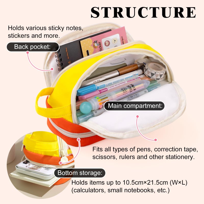 CICIMELON Large Capacity Pencil Case, Cute Aesthetic Pencil Pouch with 3 Compartments, Big Pencil Bag Organizer for School Supplies, Pen Holder for Kids, Girls, Boys, Students - Image 2