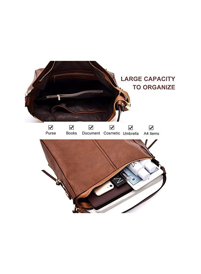 Shoulder Handbag for Women, Ladies Handbag Tote Bag Soft PU Leather Large Capacity Womens Top Handle Shoulder Bag For women （Brown）  - Image 4