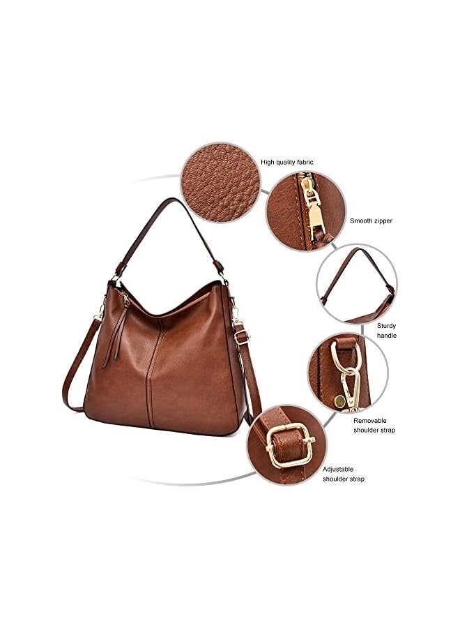 Shoulder Handbag for Women, Ladies Handbag Tote Bag Soft PU Leather Large Capacity Womens Top Handle Shoulder Bag For women （Brown）  - Image 3