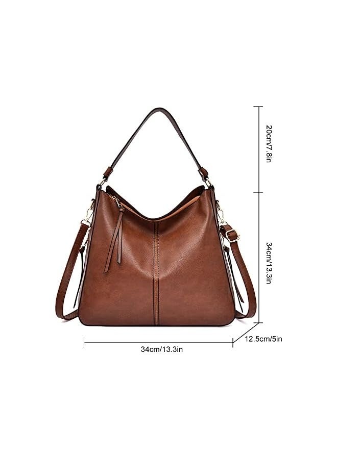 Shoulder Handbag for Women, Ladies Handbag Tote Bag Soft PU Leather Large Capacity Womens Top Handle Shoulder Bag For women （Brown）  - Image 5