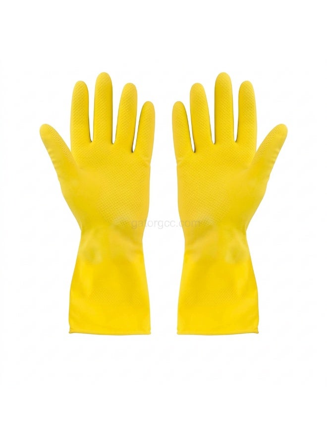 Gator Deluxe Grip Hand Gloves | Reusable Cleaning Gloves | Textured Grip | Household & Janitorial Use | X-Large | Yellow - Image 1