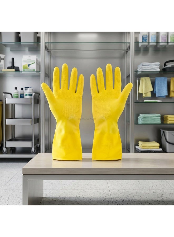 Gator Deluxe Grip Hand Gloves | Reusable Cleaning Gloves | Textured Grip | Household & Janitorial Use | X-Large | Yellow - Image 2